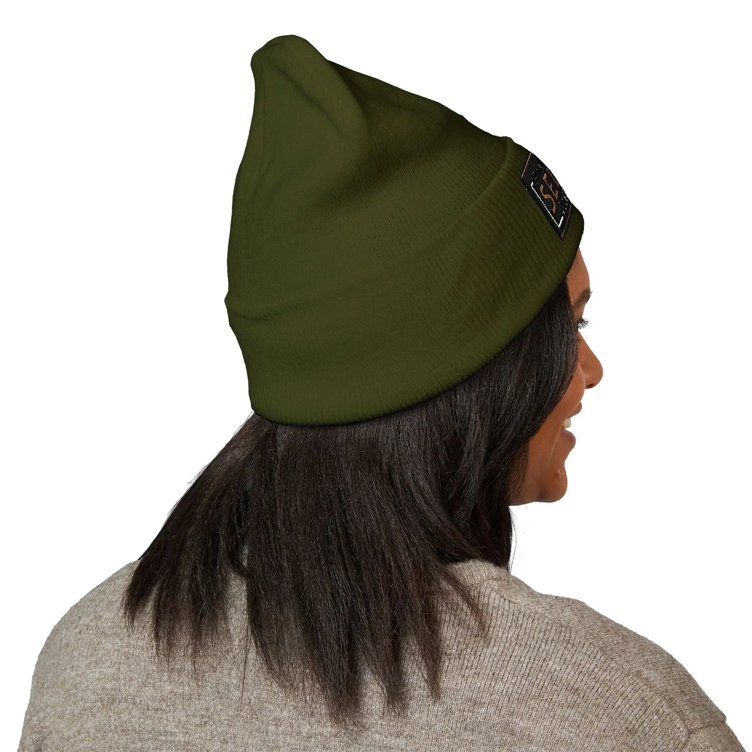 Self Rez Embroidered Cuffed Beanie — Retro Patch Winter Hat