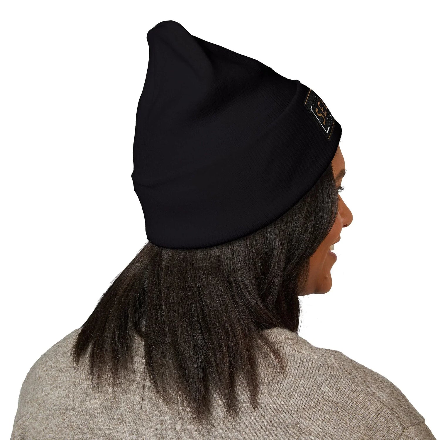Self Rez Embroidered Cuffed Beanie — Retro Patch Winter Hat