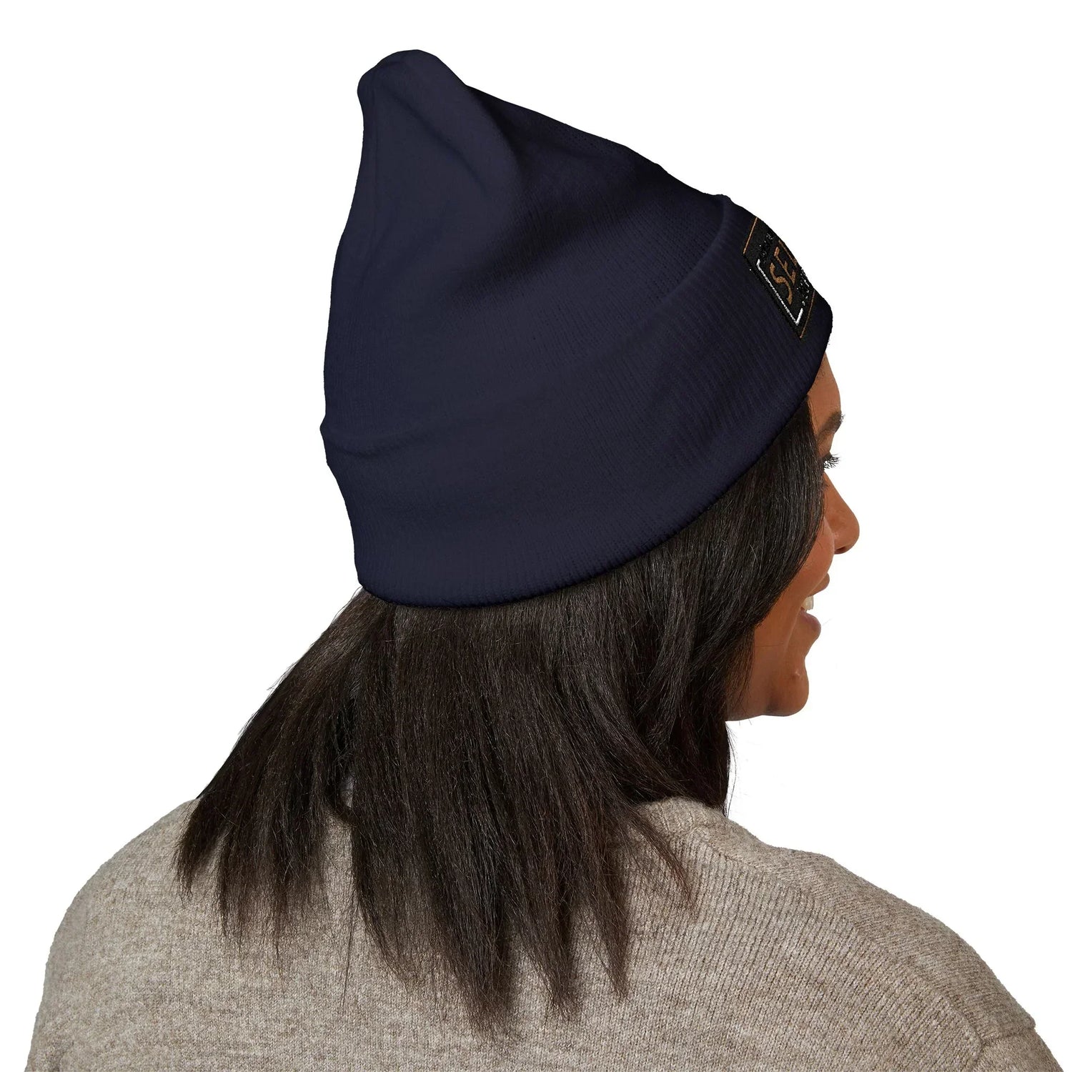 Self Rez Embroidered Cuffed Beanie — Retro Patch Winter Hat