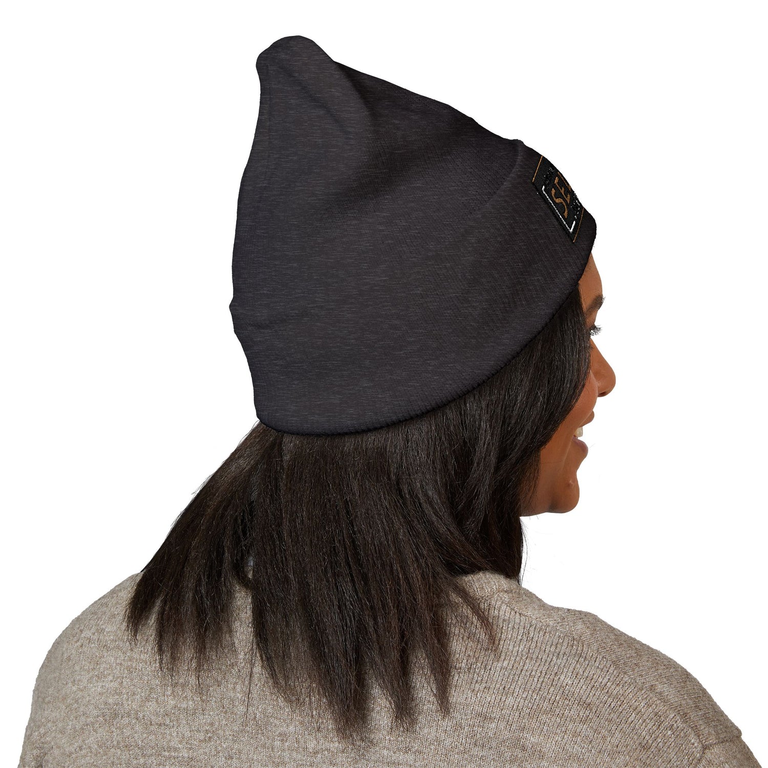 Self Rez Embroidered Cuffed Beanie — Retro Patch Winter Hat