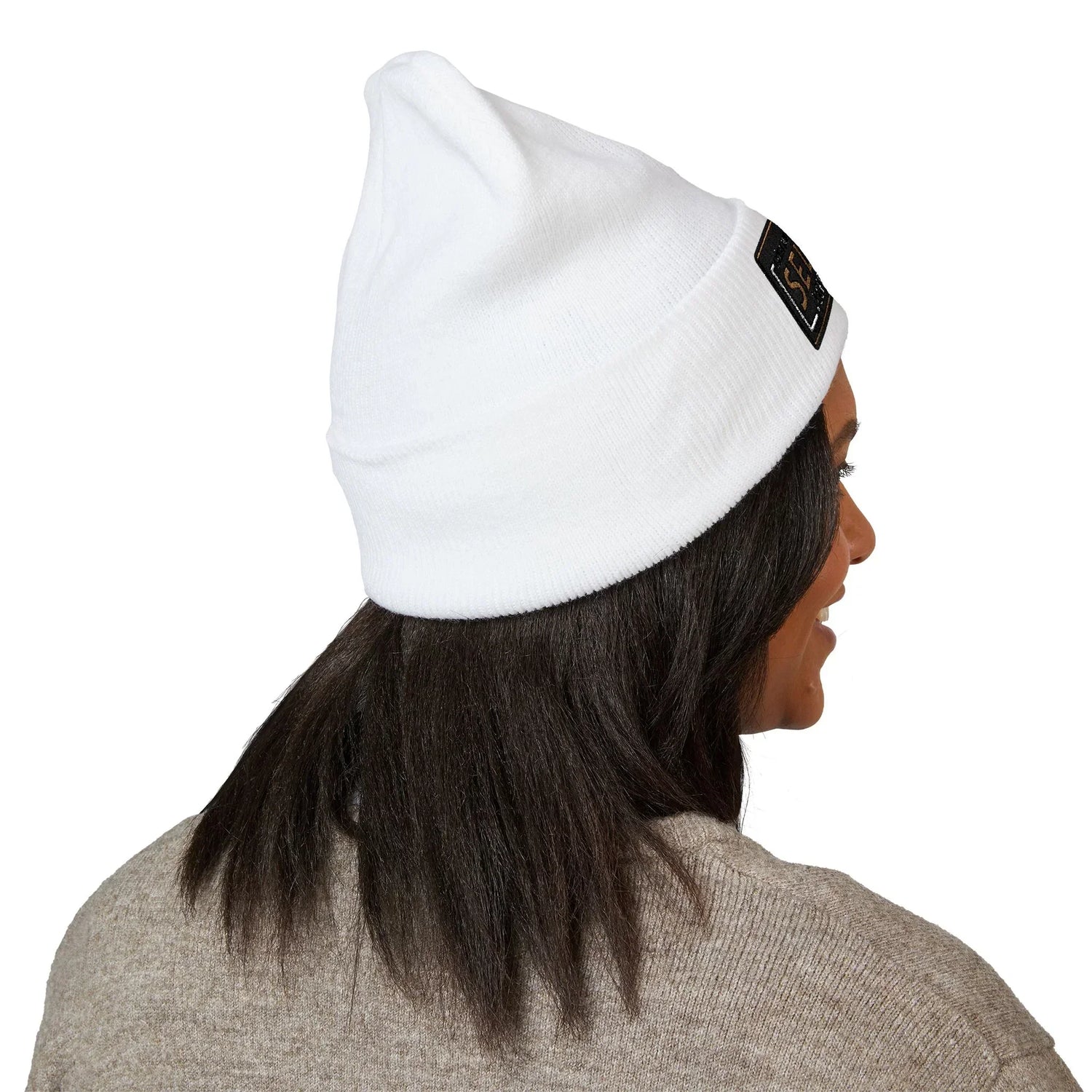 Self Rez Embroidered Cuffed Beanie — Retro Patch Winter Hat