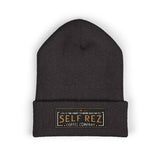 Self Rez Embroidered Cuffed Beanie — Retro Patch Winter Hat